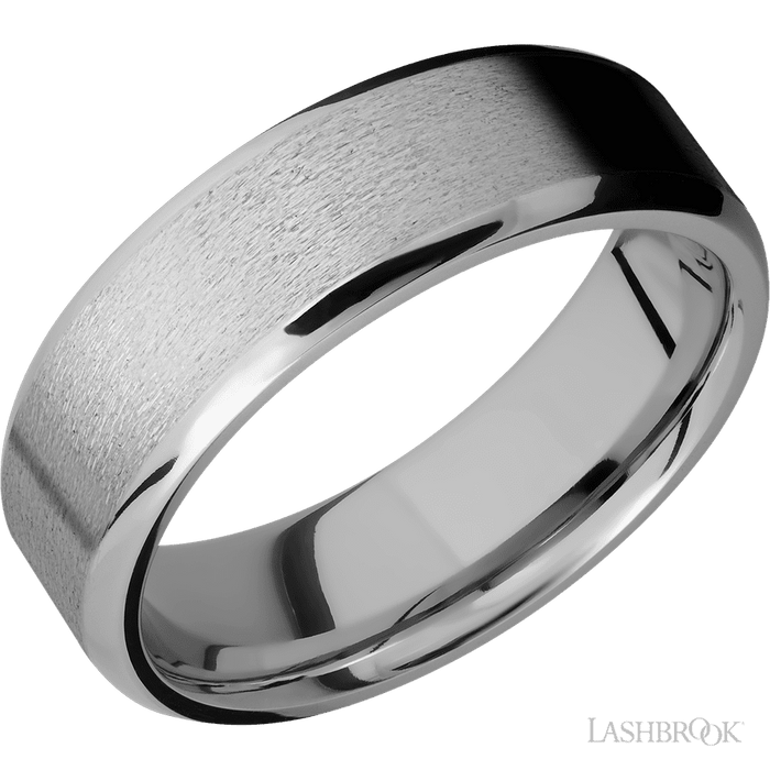 7 mm wide Beveled Titanium band.