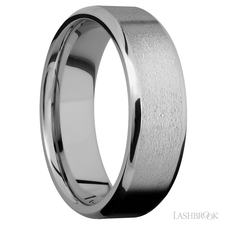 7 mm wide Beveled Titanium band.