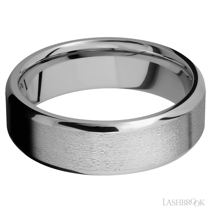 7 mm wide Beveled Titanium band.