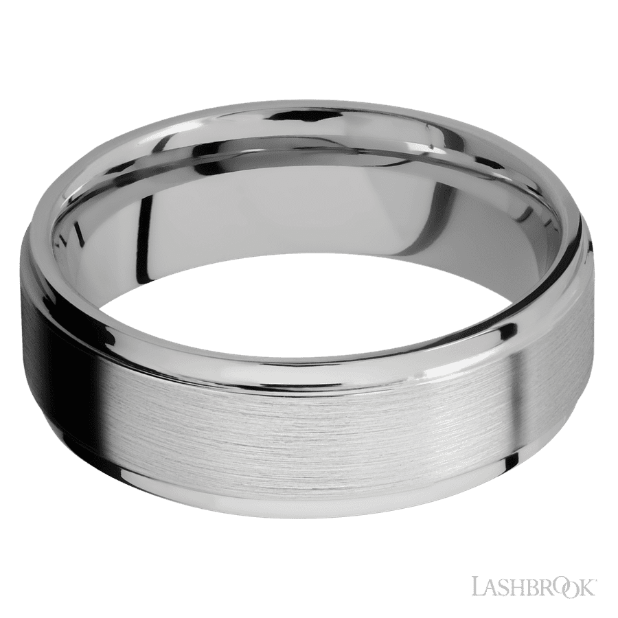 7 mm wide Flat Grooved Edges Titanium band.