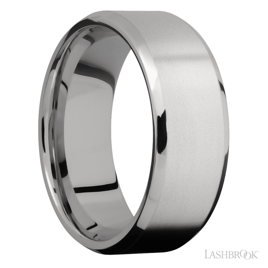 8 mm wide Beveled Titanium band.