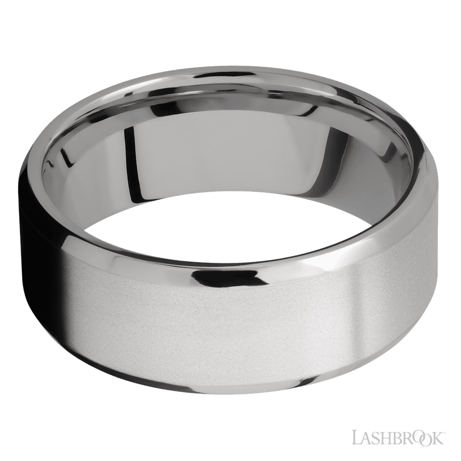 8 mm wide Beveled Titanium band.