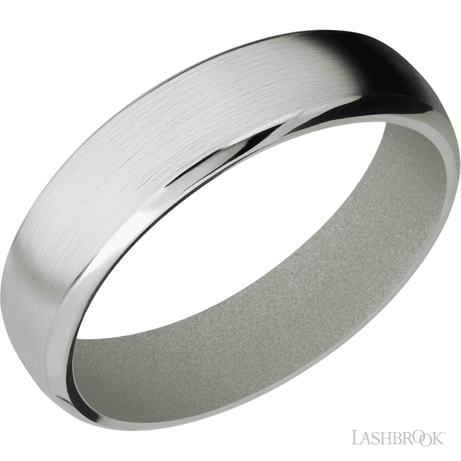 6 mm wide Domed Bevel Cobalt Chrome band featuring a Gun Metal Grey sleeve.
