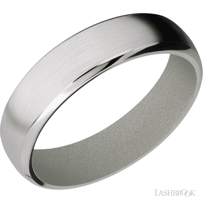 6 mm wide Domed Bevel Cobalt Chrome band featuring a Gun Metal Grey sleeve.