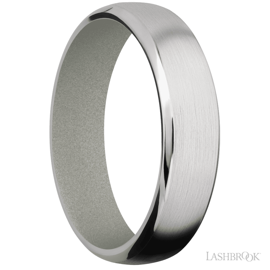 6 mm wide Domed Bevel Cobalt Chrome band featuring a Gun Metal Grey sleeve.
