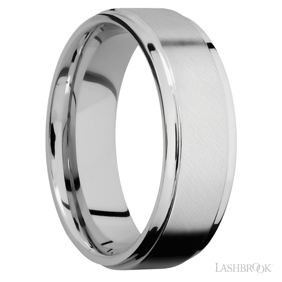 7 mm wide Flat Grooved Edges Cobalt Chrome band.