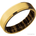 6 mm wide Beveled 18K Yellow Gold band featuring a Bocote sleeve.