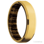 6 mm wide Beveled 18K Yellow Gold band featuring a Bocote sleeve.