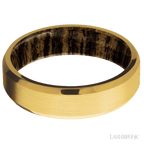 6 mm wide Beveled 18K Yellow Gold band featuring a Bocote sleeve.