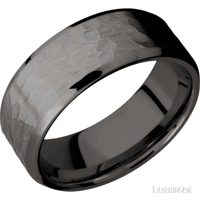 8 mm wide Beveled Tantalum Noir band.