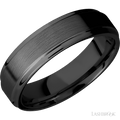 6 mm wide Flat Grooved Edges Zirconium band.