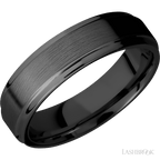 6 mm wide Flat Grooved Edges Zirconium band.