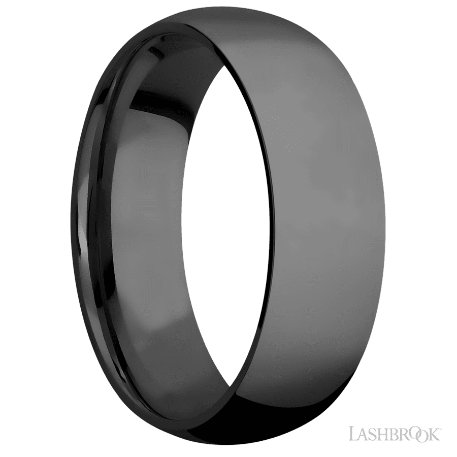 7 mm wide Domed Zirconium band.