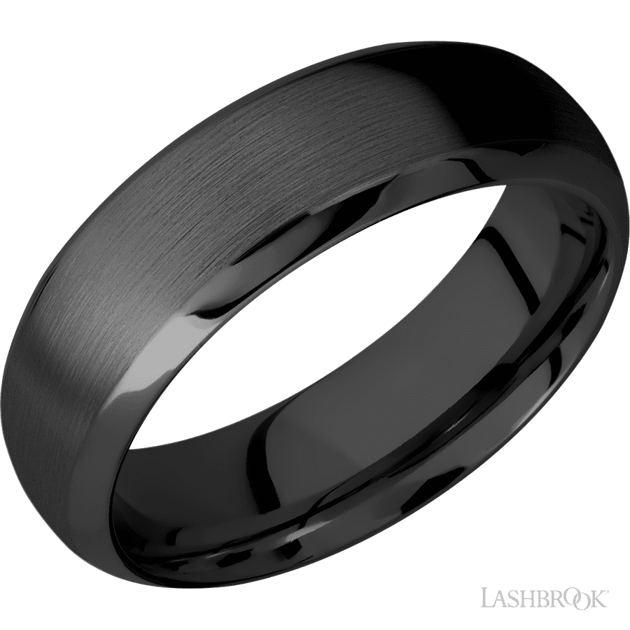 7 mm wide Domed Bevel Zirconium band.
