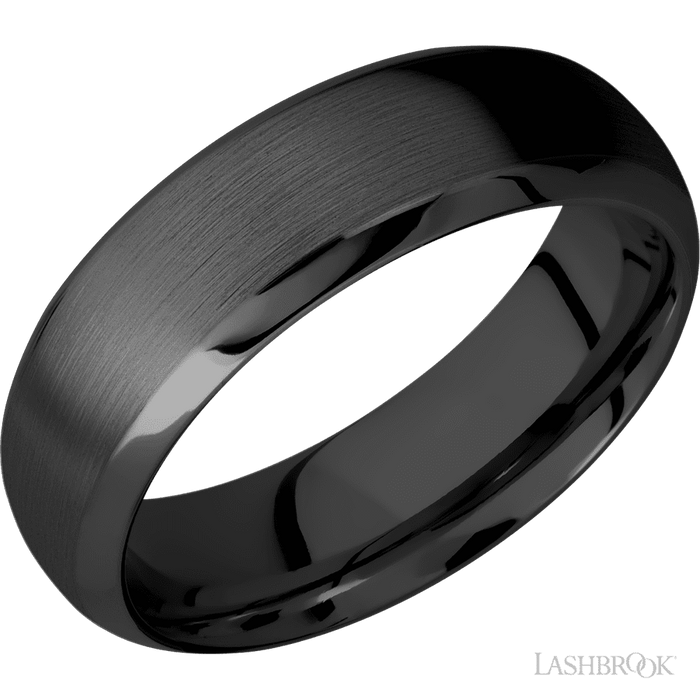 7 mm wide Domed Bevel Zirconium band.