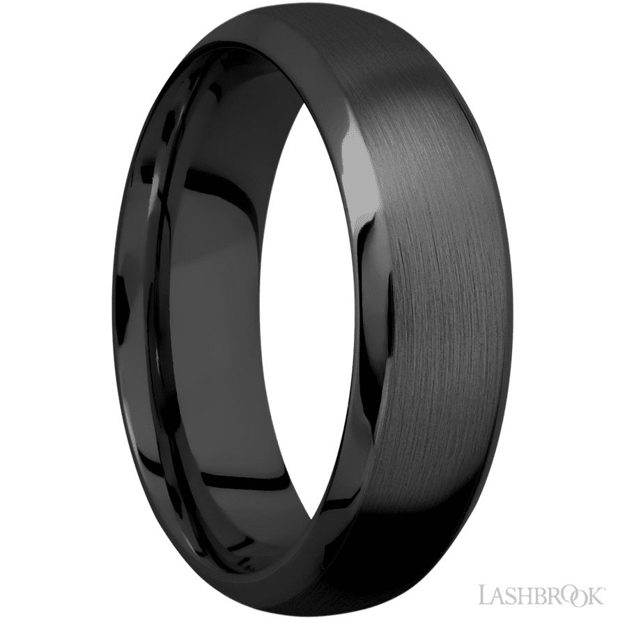 7 mm wide Domed Bevel Zirconium band.