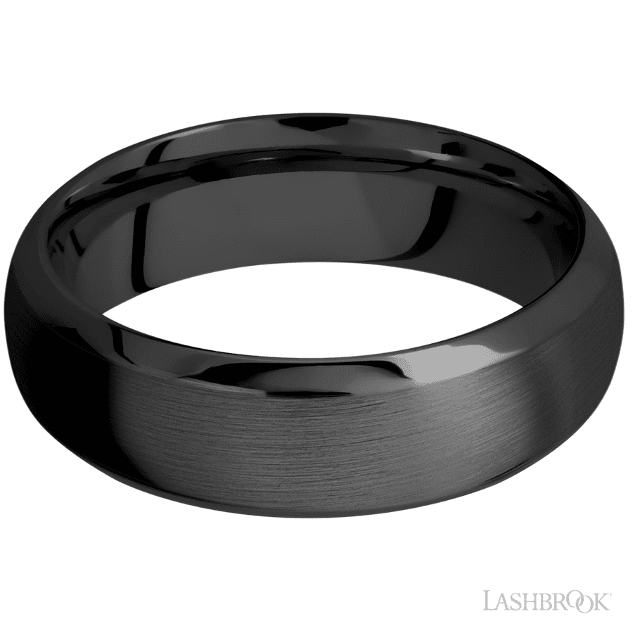 7 mm wide Domed Bevel Zirconium band.