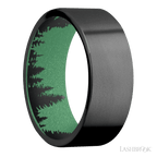 8 mm wide Flat Zirconium band featuring a Squatch sleeve.