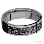 7 mm wide/Flat/Tantalum band with a laser carved Western Scroll pattern.