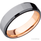 6 mm wide Beveled Tantalum band featuring a 14K Rose Gold sleeve.