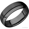 7 mm wide/Domed/Zirconium band with one 0.5 mm Off Center inlay of Black.