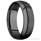 7 mm wide/Domed/Zirconium band with one 0.5 mm Off Center inlay of Black.