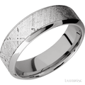 7 mm wide/High Bevel/18K White Gold band with one 4 mm Centered inlay of Meteorite.