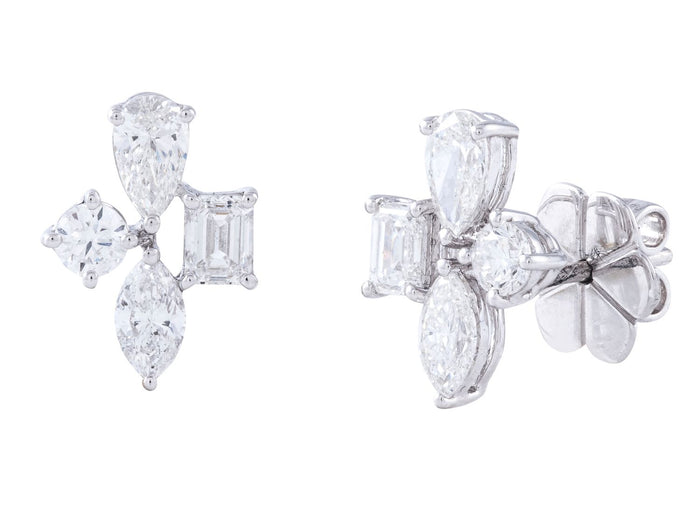 Diamond Earrings - 18 KT White Gold