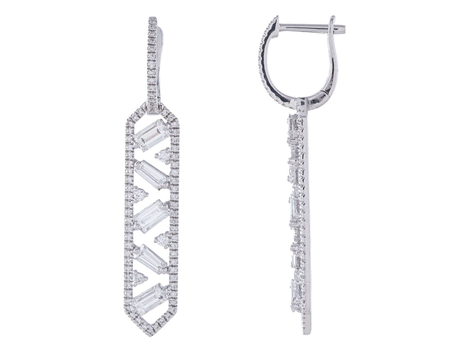 Diamond Earrings - 18 KT White Gold