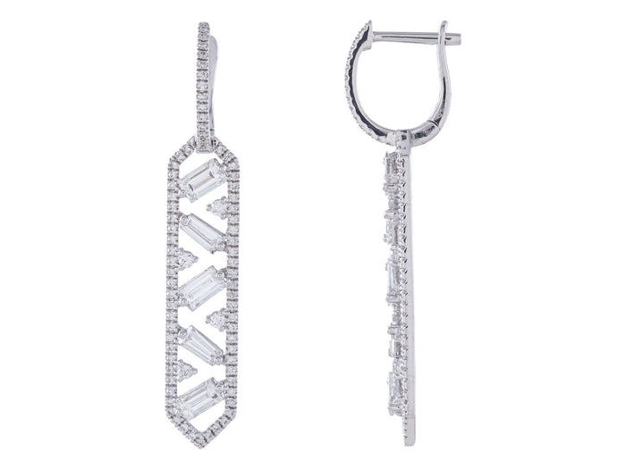 Diamond Earrings - 18 KT White Gold