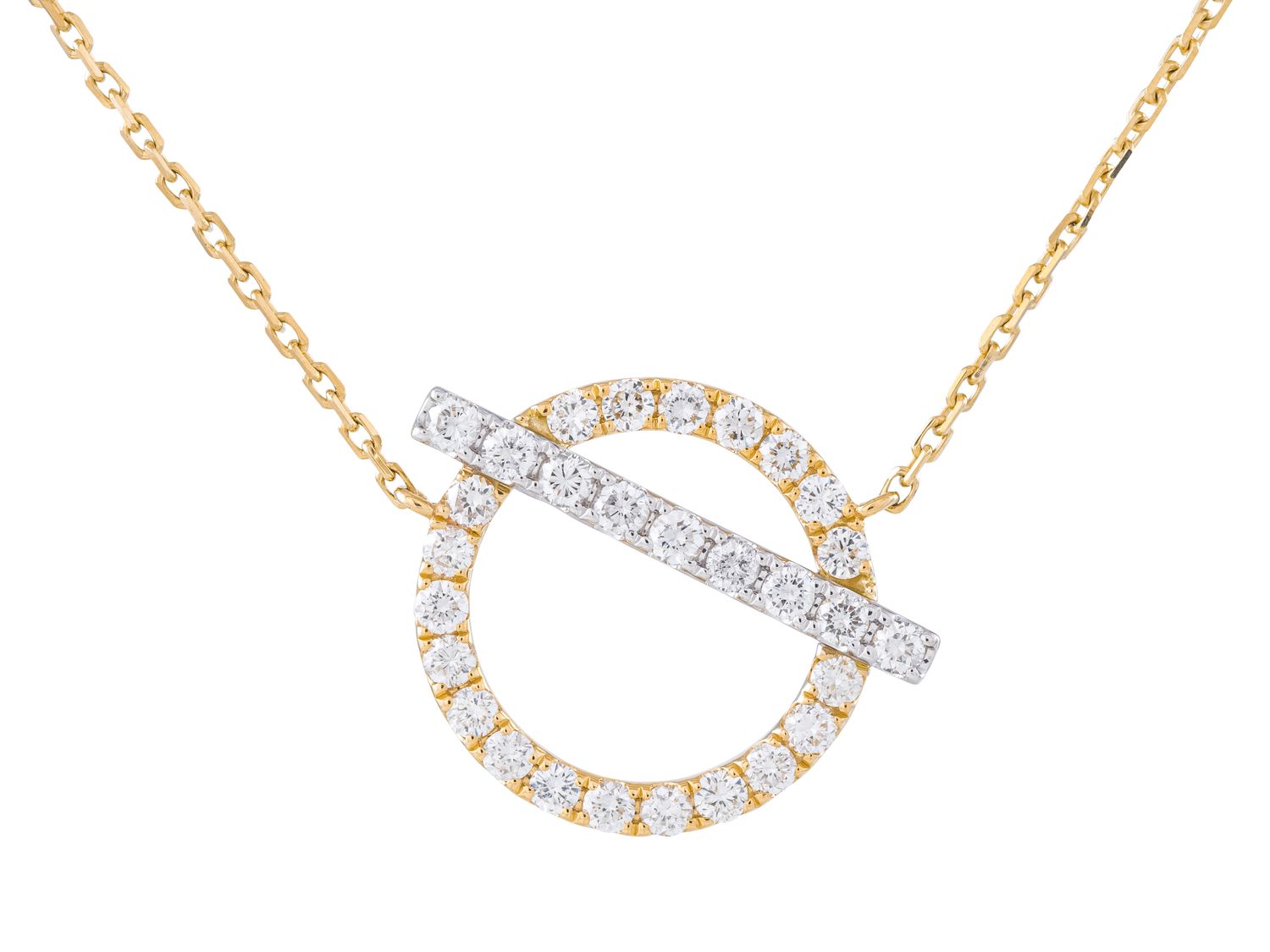 Diamond Necklace - 14 KT White and Yellow Gold