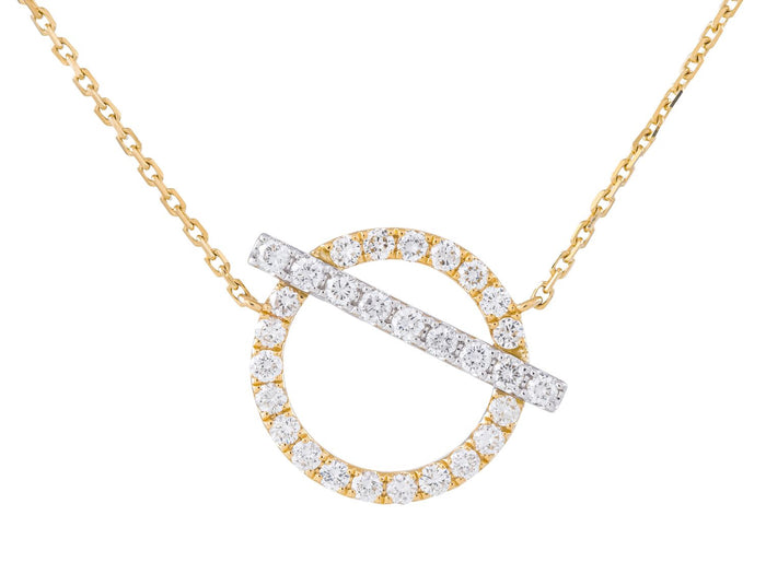 Diamond Necklace - 14 KT White and Yellow Gold
