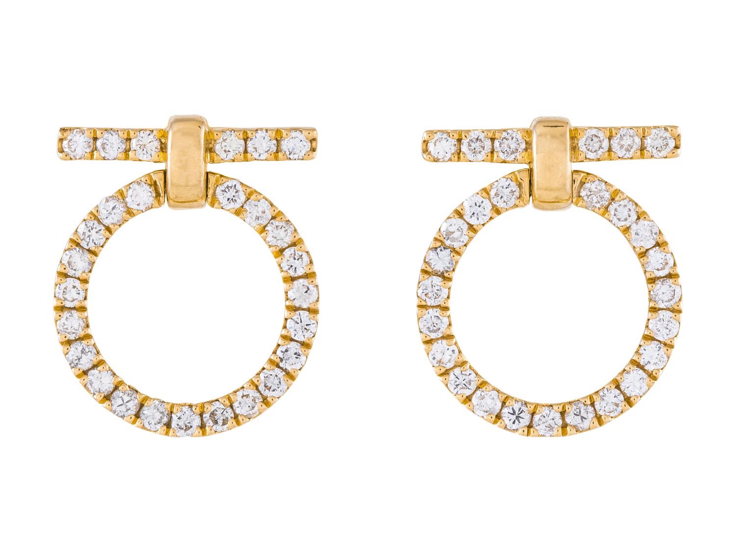 Diamond Earrings - 14 KT Yellow Gold