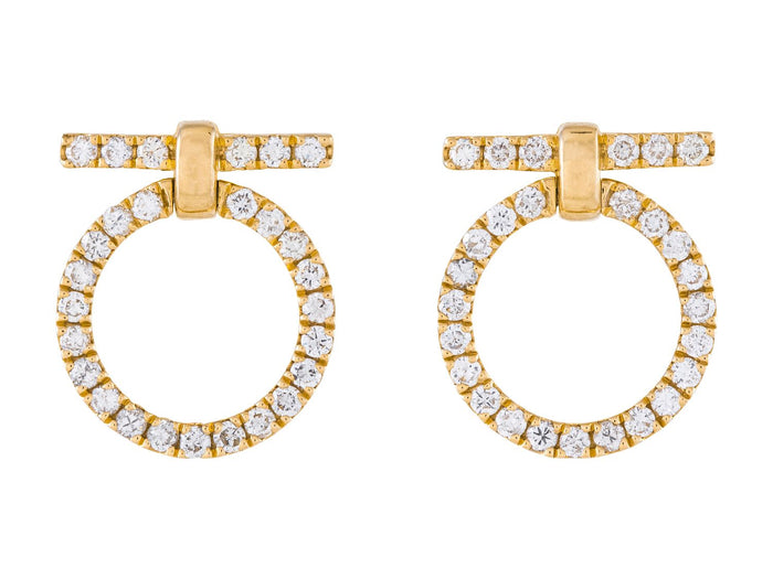 Diamond Earrings - 14 KT Yellow Gold