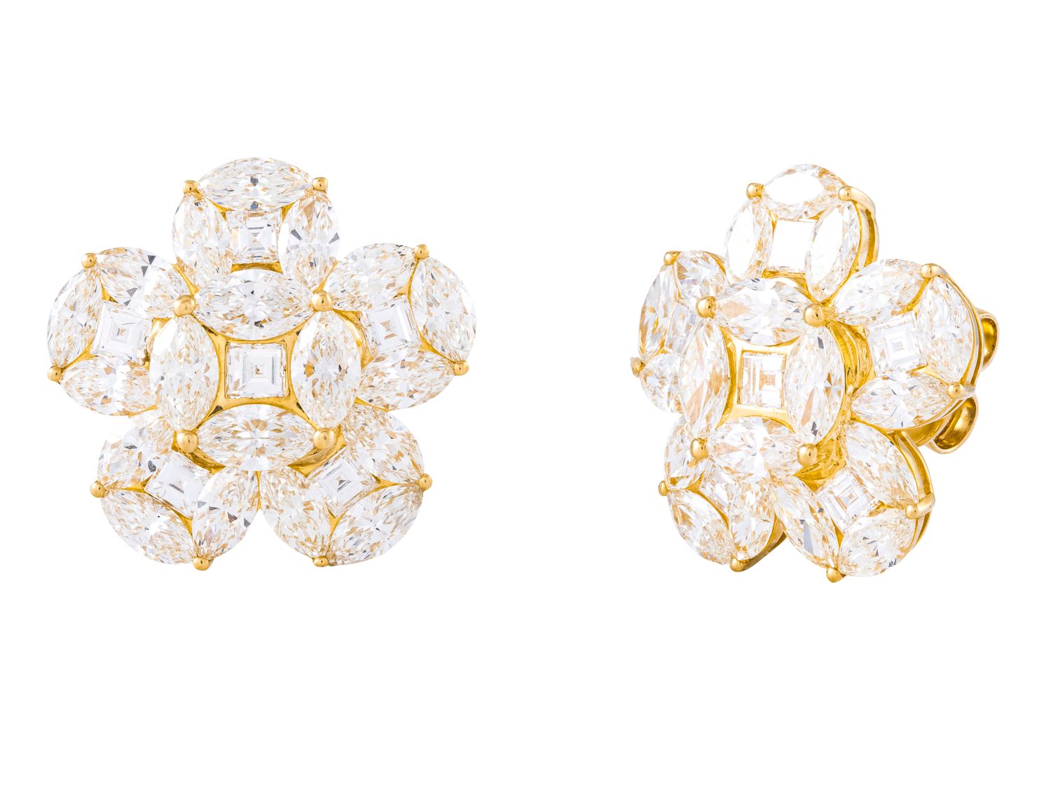 Diamond Earrings - 18 KT Yellow Gold