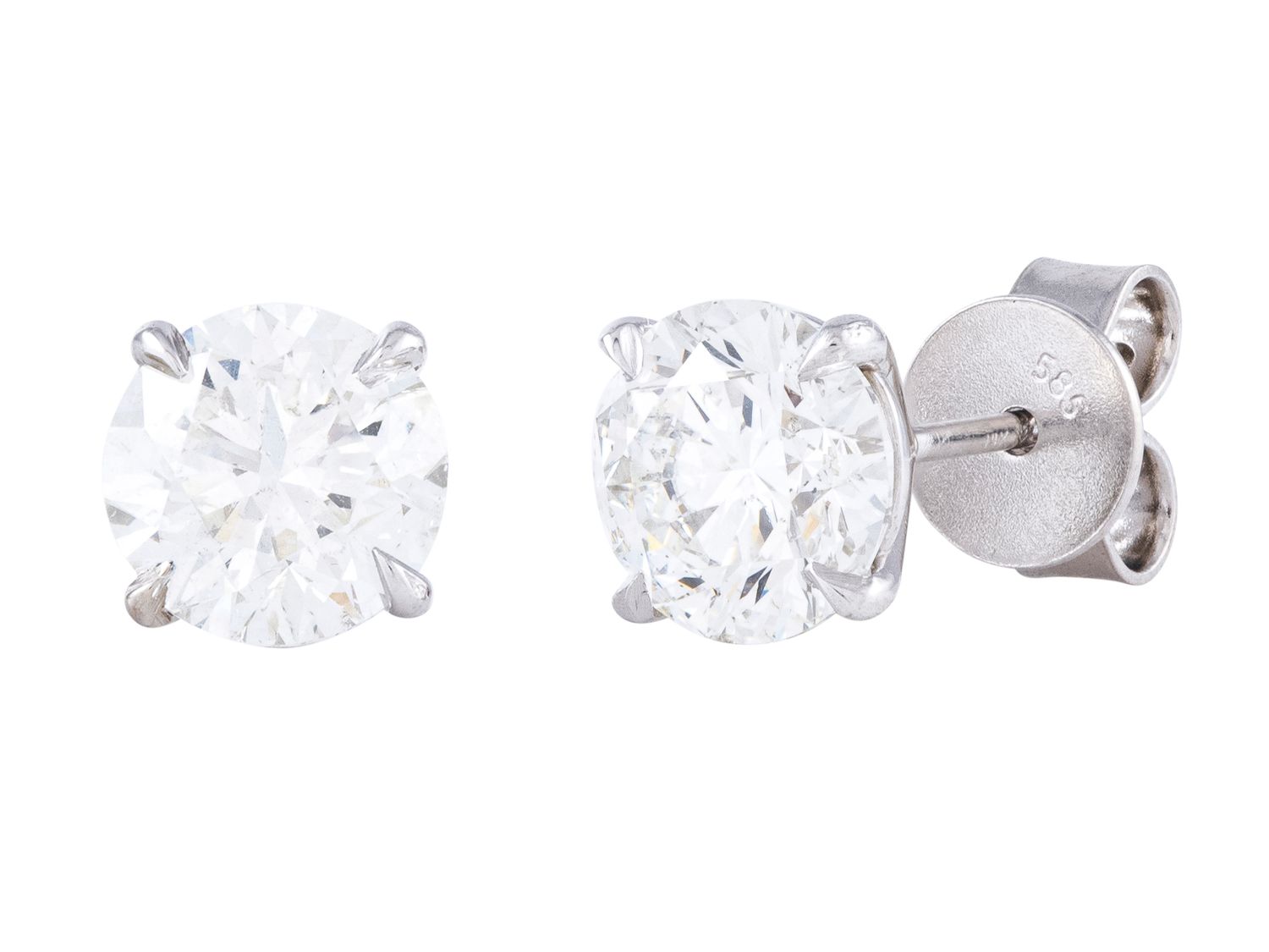Diamond Earrings - 14 KT White Gold