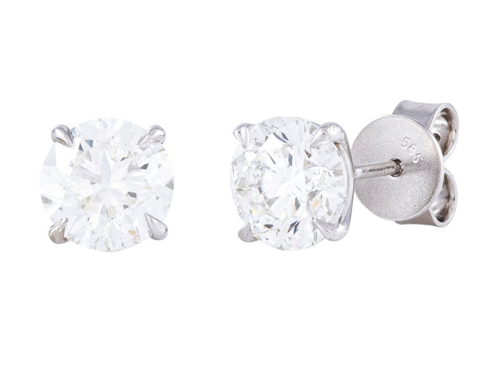 Diamond Earrings - 14 KT White Gold