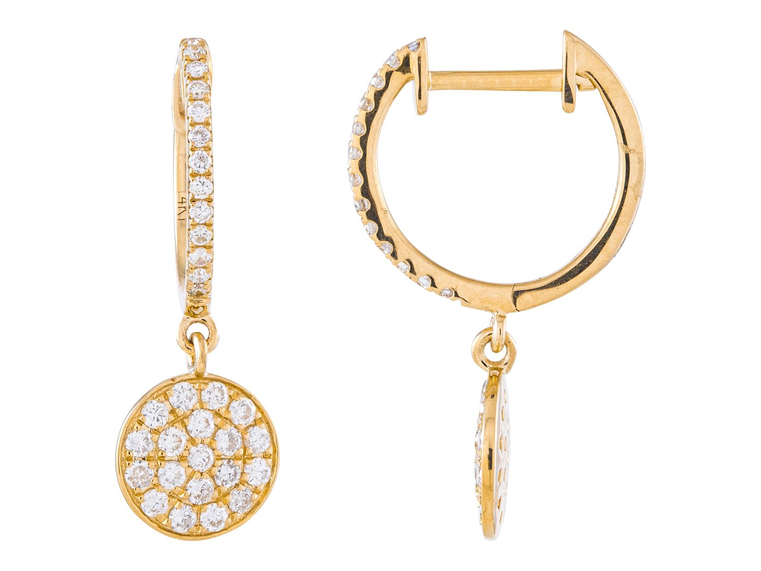 Diamond Earrings - 14 KT Yellow Gold
