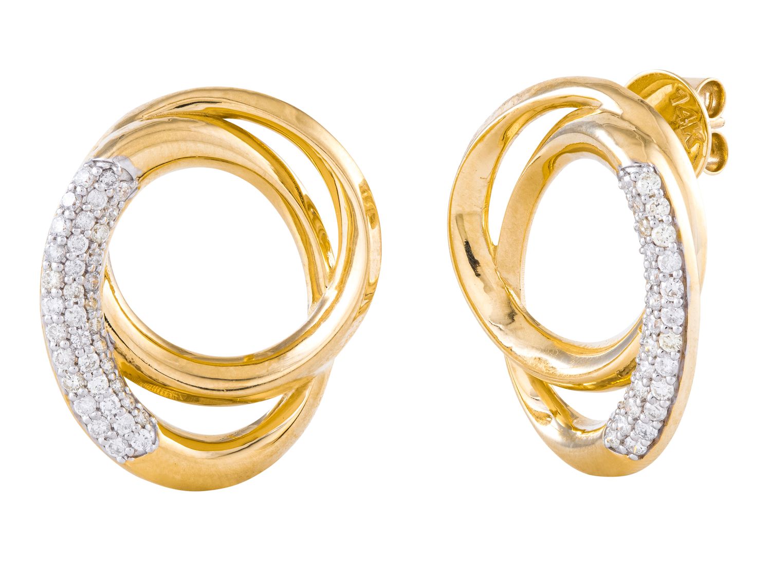 Diamond Earrings - 14 KT Yellow Gold