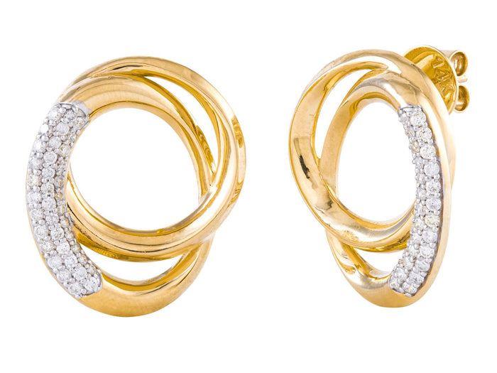 Diamond Earrings - 14 KT Yellow Gold