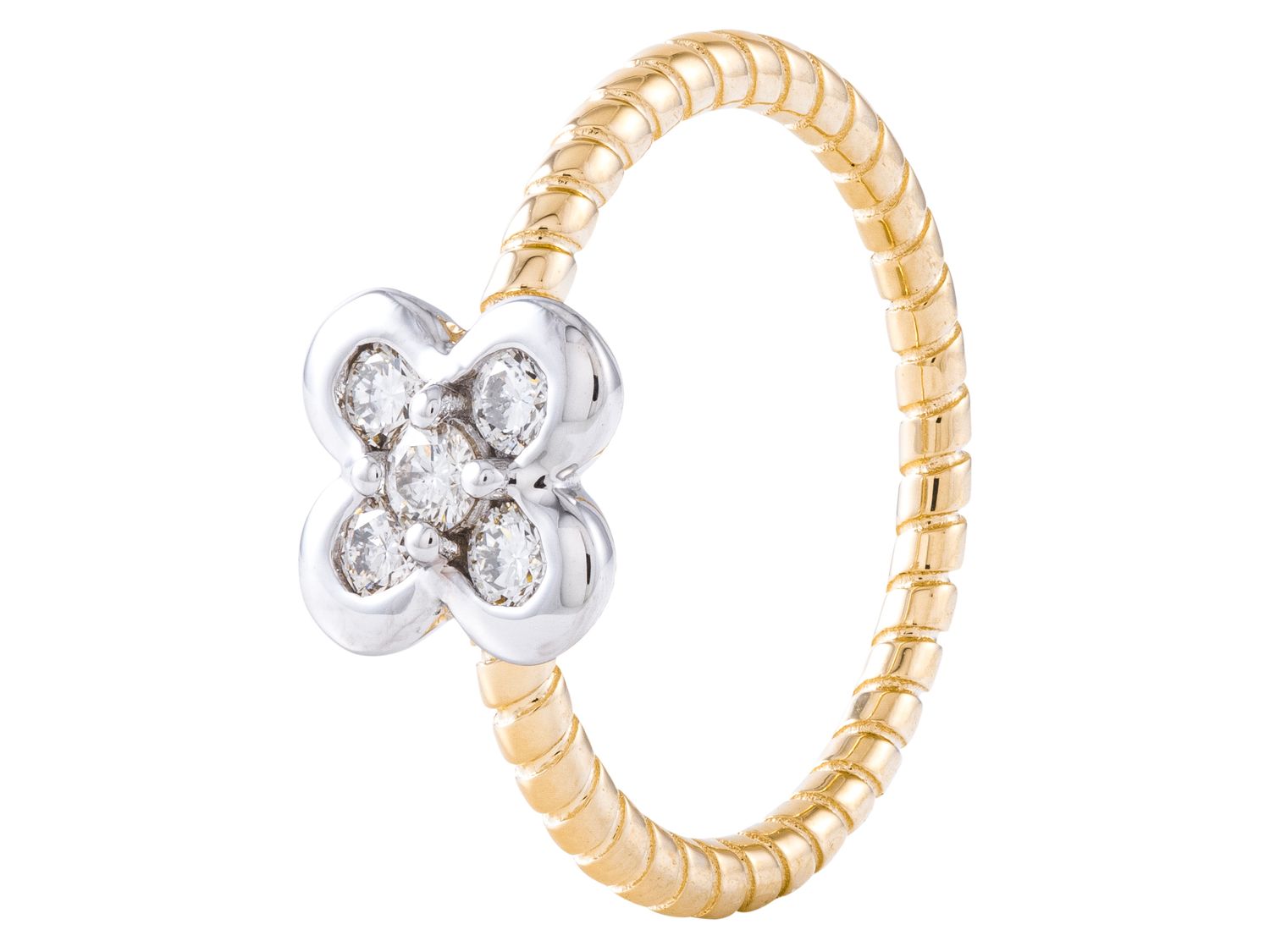 Diamond Ring - 14 KT White and Yellow Gold