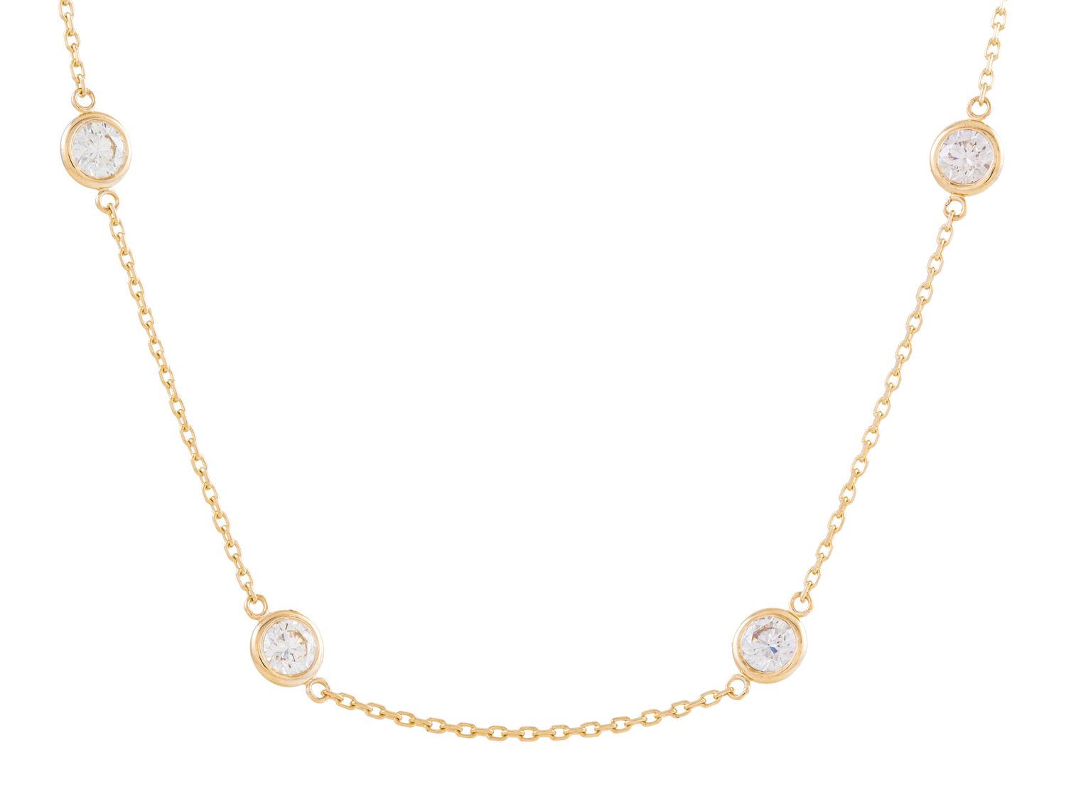 Diamond Necklace - 14 KT Yellow Gold