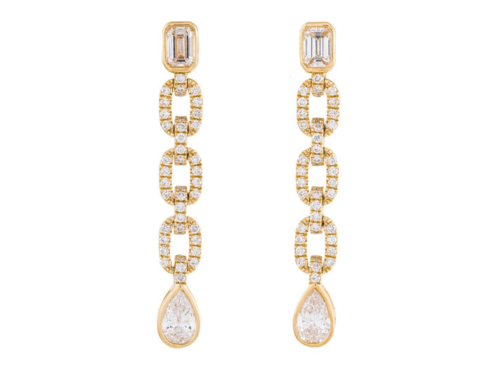 Diamond Earrings - 14 KT Yellow Gold