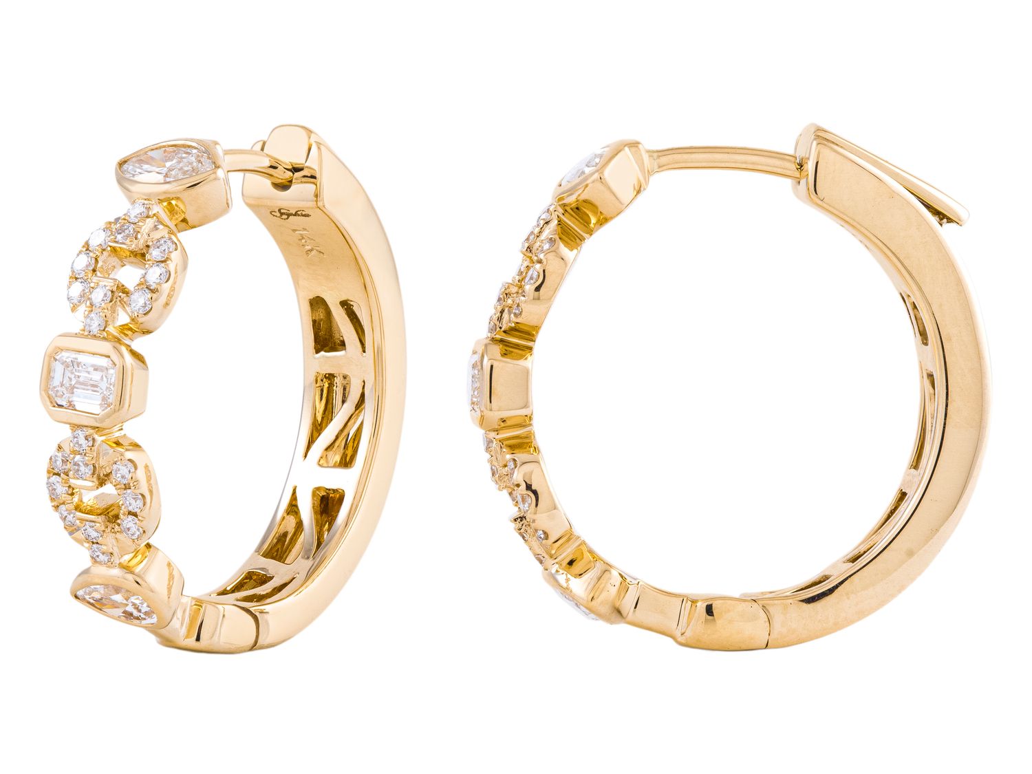 Diamond Earrings - 14 KT Yellow Gold