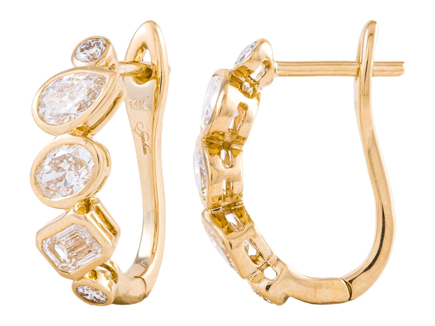 Diamond Earrings - 14 KT Yellow Gold