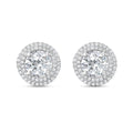 Lab-Grown Round Diamond Double Halo Earrings, 14K Gold
