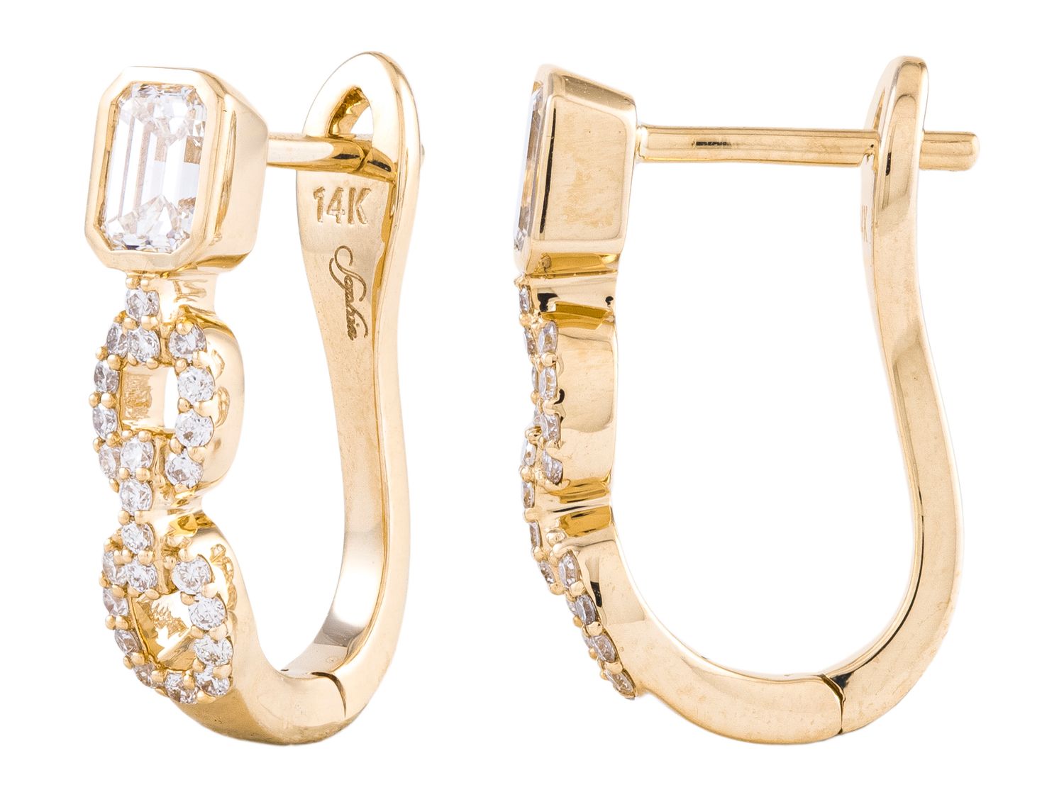 Diamond Earrings - 14 KT Yellow Gold