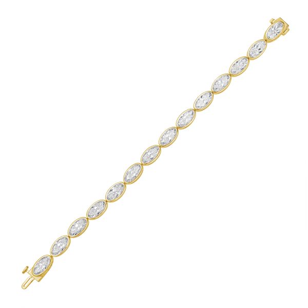 Lab-Grown Oval Diamond Bezel Bracelet, 14K Gold