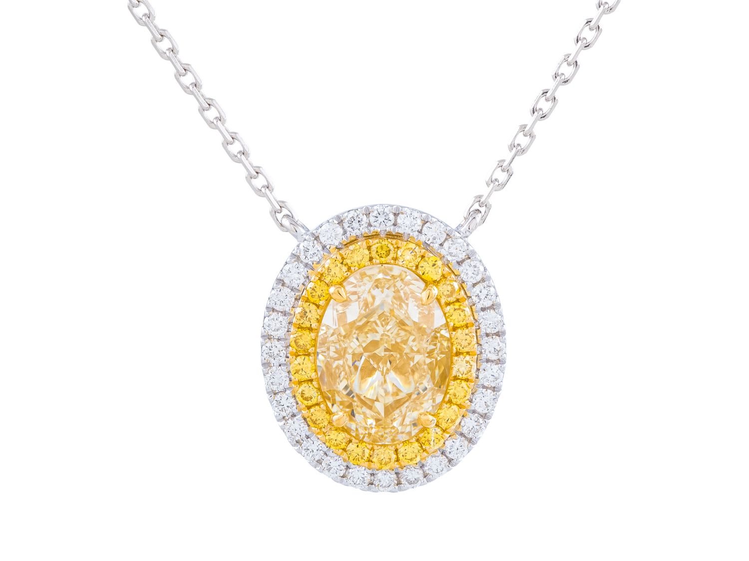 Diamond Necklace - 18 KT White and Yellow Gold