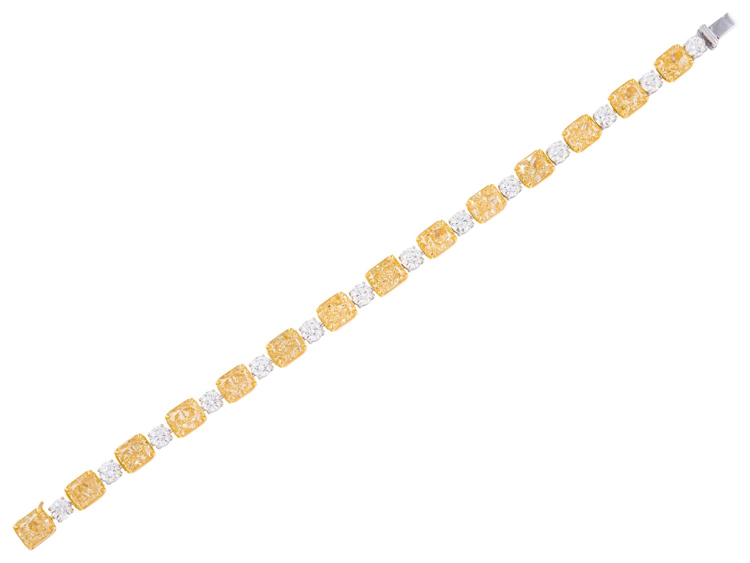 Diamond Tennis Bracelet - 18 KT White and Yellow Gold